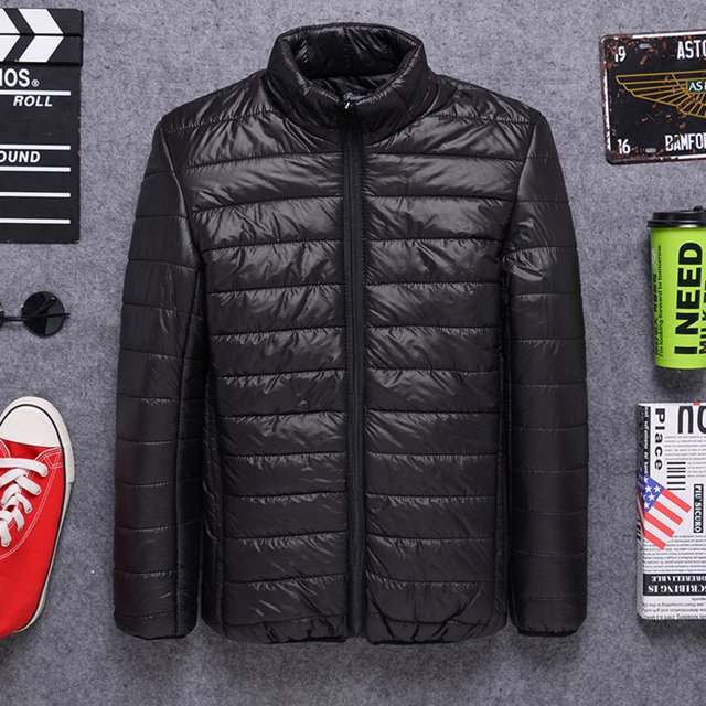 Veste Légère Matelassée en Coton avec Col Montant et Fermeture Éclair pour Hommes