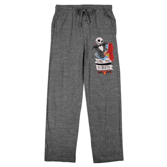 Nightmare Before Christmas Jack Skellington Character Art Adult Gray Heather Sleep Pajama Pants-Medium