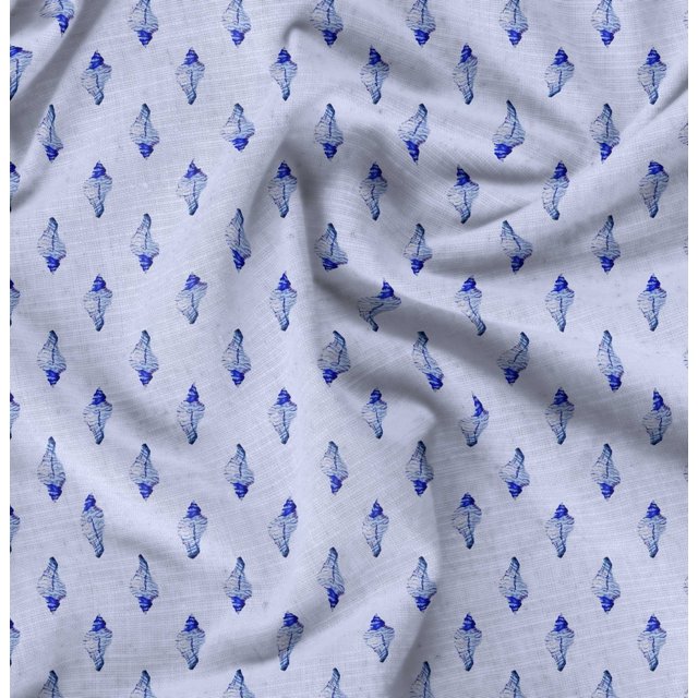 Soimoi Blue Rayon Fabric Shells Ocean Decor Fabric Printed Yard 42 Inch Wide