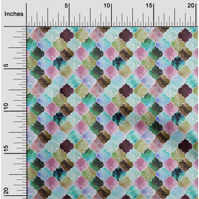 oneOone Cotton Poplin Fabric Textured Moroccan Geometric Decor Fabric Printed BTY 42 Inch Wide