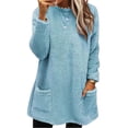 thumbnail image 1 of IMENGL Winter Warm Fleece Thickened Plus Size loose coat jacket sweater, Blue 3XL, Size M-3XL, 1 of 6