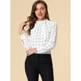 thumbnail image 3 of INSPIRE CHIC Blouse de Bureau pour Femmes à Carreaux avec Nœud Papillon au Cou, 3 of 6
