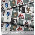 thumbnail image 2 of Soimoi Rayon Crepe Fabric Check,Women & Camera Patchwork Print Fabric by The Yard 46 Inch Wide, 2 of 3