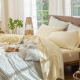 thumbnail image 1 of Bedding Sheet Set Washed Cotton Linen Like Textu Breathable Durable Soft Comfy (Dark Orange Queen), 1 of 6