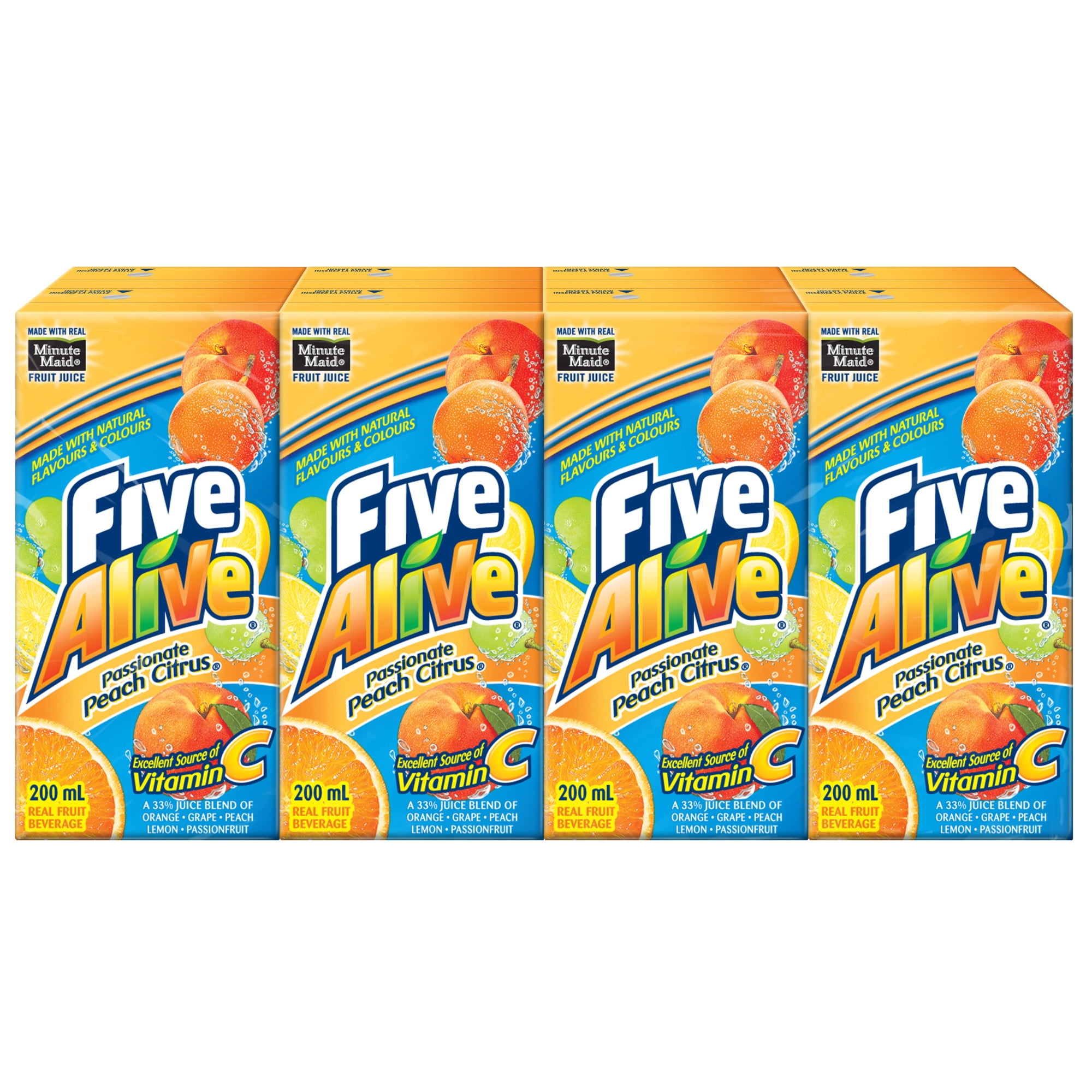 Five Alive Passionfruit Peach Citrus Cartons, 200 mL, 8 Pack