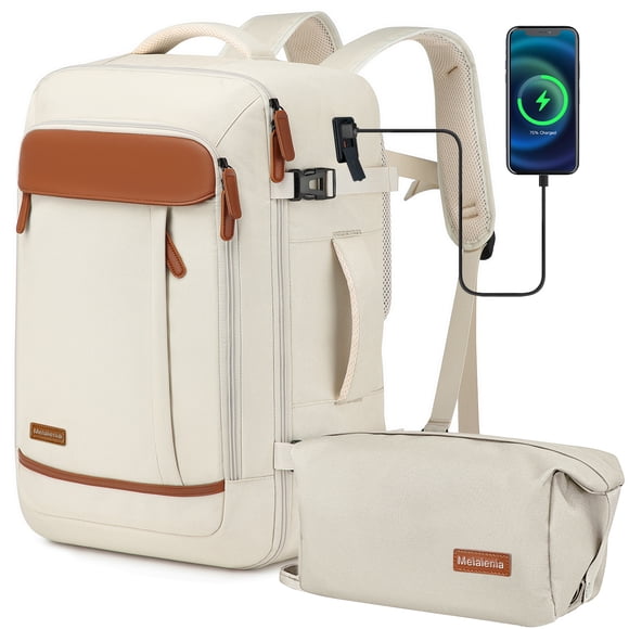 Melalenia 2 Pcs Sac à Dos de Voyage Bagage Imperméable Approuvé par les Compagnies Aériennes Bagage de Cabine avec Trousse de Toilette Port USB Confortable