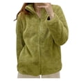 thumbnail image 1 of Kcodviy Women's Solid Color Fleece Mid Weight Womens Jacket Collar Zip Up Polyester Jackets for Women Cozy Outerwear, 1 of 3