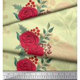 thumbnail image 3 of Soimoi Rayon Tissu Houx Feuilles & Rose Fleur Tissu Imprimé par Yard 42 Pouces de Large, 3 of 3