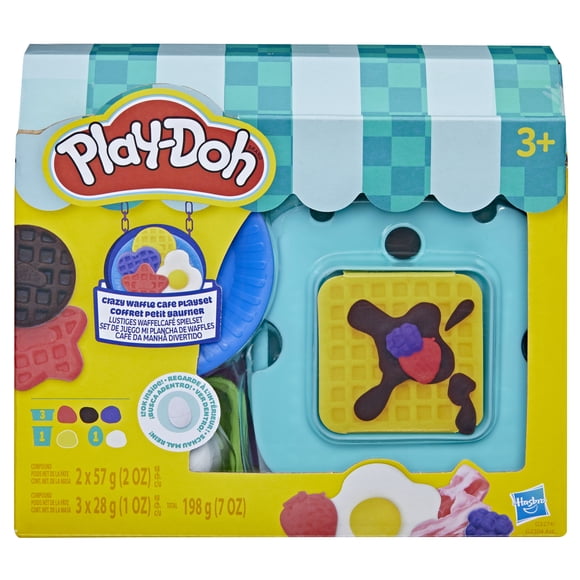 Play-Doh Crazy Waffle Cafe Playset, 8 Play Kitchen Accessories, Multi-Colour Play-Doh, Kids Arts & Crafts 3+
