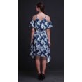 thumbnail image 2 of Bimba Robe Droite à Épaules Dénudées pour Femmes, Tunique de Fête à Col Rond, Imprimée Teinture sur Nœuds Bleue - Moyen, 2 of 6