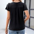 thumbnail image 4 of Tnhcen Blouses à Col Rond à Manches Courtes pour Femmes d'Été Décontractées à Motif Infroissable - Hauts Extensibles en Nylon Spandex P-2TG Blouses Mode Respirantes, 4 of 6