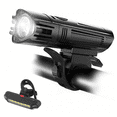 thumbnail image 1 of USB Rechargeable Bicycle Light Set: High-Brightness Front Lamp 057 with Long-Range Illumination & Red Tail Light 2028, 4 Lighting Modes, 2000mAh Battery, ABS Material, Includes Mounting Brackets and, 1 of 6