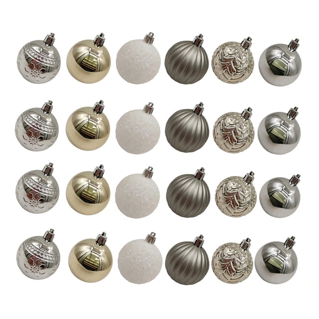 Décorations incassables Holiday Time, 24 unités, gris/or/argent/blanc