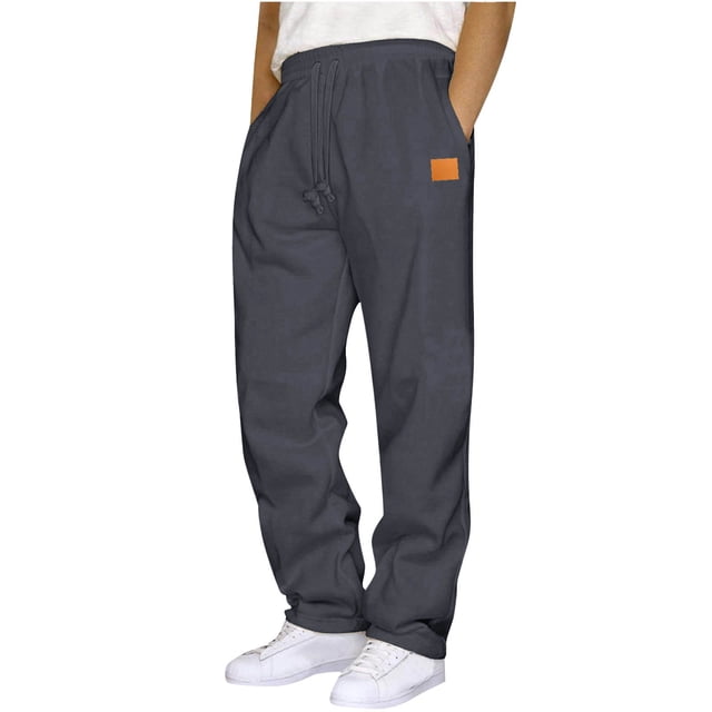 LIaqionyy Mens Sweatpants Open Bottom Casual Elastic Waist Drawstring Jogger Lounge Pants with Pockets