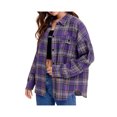 thumbnail image 2 of Women Plaid Flannel Shirt Jacket Button Down Lapel Long Sleeve Shirts Blouse Shacket Cardigan Coats Fall Spring Clothes, 2 of 6