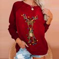 thumbnail image 1 of Costumes de Noël en Liquidation Chandail à Col Rond Imprimé de Noël Blouse Ample Chandail en Molleton Sans Capuche Chandail en Molleton Surdimensionné pour Femmes, 1 of 7