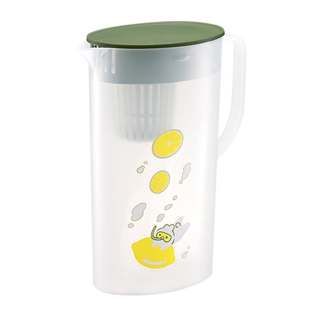 Oleegame 1PC Glass Bottle Refrigerator Cold Water Bottle Transparent Plastic Cold Water Bottle Large Capacity Cold Water Cup Boiled Water Cold Water Cup 2L Teapot