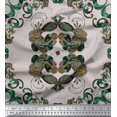 thumbnail image 1 of Soimoi Poly Georgette Fabric Quatrefoil & Peacock Bird Decor Fabric Printed Yard 52 Inch Wide, 1 of 3
