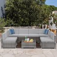 thumbnail image 4 of YODOLLA 7-Piece Patio Furniture Set on Sale, Rattan Wicker Outdoor Sectional Sofa Couch with Table Patio Conversation Set for Lawn& Backyard In Gray, 4 of 9