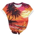 thumbnail image 5 of Tnhcen T-Shirts à Col Rond Imprimés pour Femmes pour Vacances d'Été / Blouses Style Villégiature Décontracté P-3TG / Hauts de Vacances en Mélange Polyester Spandex, 5 of 5
