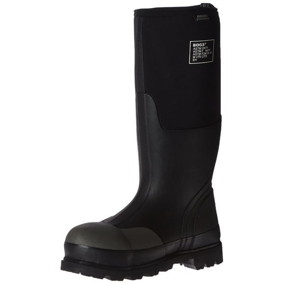 Bogs Men's Forge Tall Industrial Steel Toe Work Rain Boot, Black, 4 D(M) US