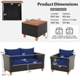 thumbnail image 3 of Costway 4 PCS Wicker Patio Furniture Set with Removable Cushions Storage Coffee Table Navy, 3 of 10