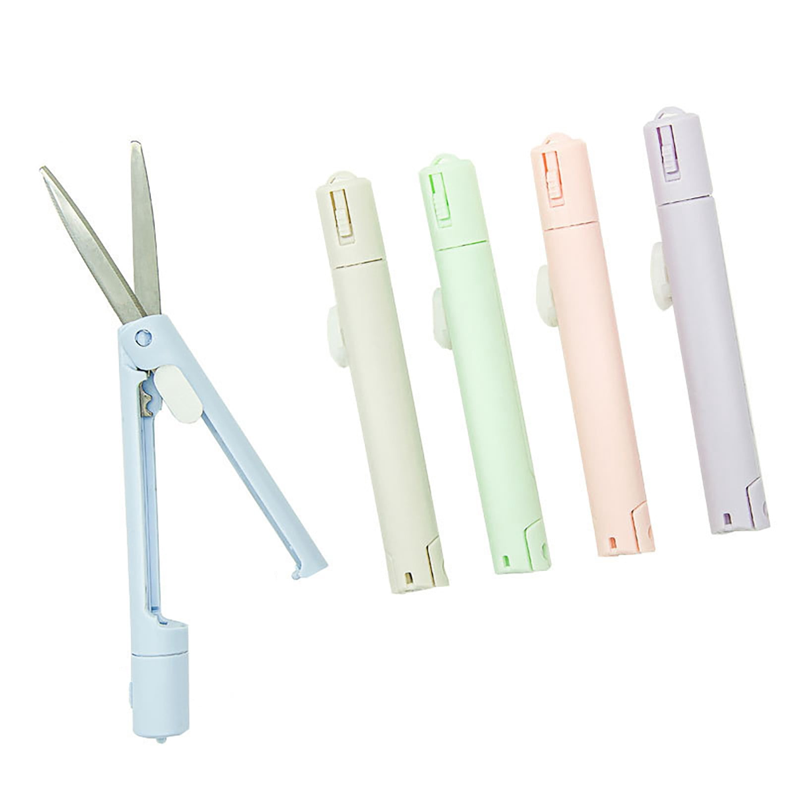 Binwennn Folding Pen Scissors Student Art Cutting Tools Small Paper Cutting Mini Scissors Manual Account Ceramic Penknife Rainbow Kitchen Wall Hanging Plate Rack
