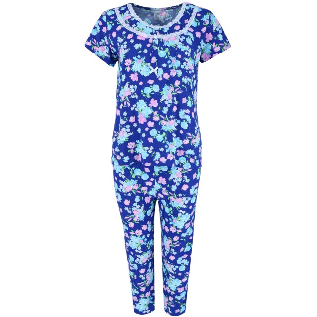 Elegant Emily Ensemble de Sommeil Capri Bleu à Motif Floral (Femmes)