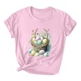 thumbnail image 2 of EGNMCR T-Shirts de Pâques pour Femmes T-Shirts à Manches Courtes pour Femmes Imprimé de Pâques T-Shirt Décontracté Imprimé à Manches Courtes pour Femme Haut T-Shirt à Manches Courtes Col Rond Hauts/chemises T-Shirt pour Femmes, 2 of 3