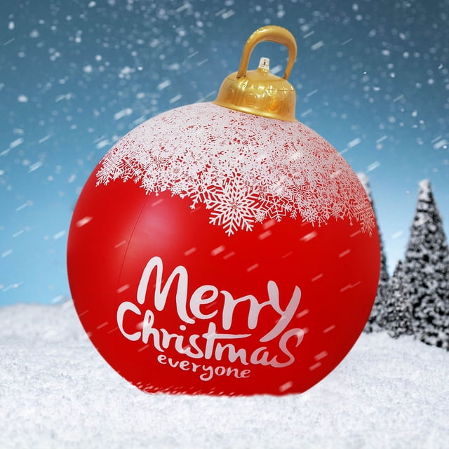 Décorations de Boule Gonflable de Noël 60CM pour Extérieur, Cour, Porche et Jardin - PVC Résistant aux Intempéries, Sans Lumières Incluses