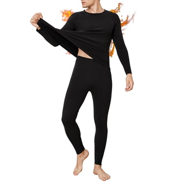 INNERSY Men's Thermal Underwear Set Warm Long Johns Winter Base Layer(S,Black)