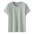 thumbnail image 3 of LNGOOR Économies d'Été! Hauts d'Été Grande Taille pour Femmes 2024 Mode Décontractée Col Rond Manches Courtes T-Shirts Coupe Ample Chandail Blouse Rouge P, 3 of 5