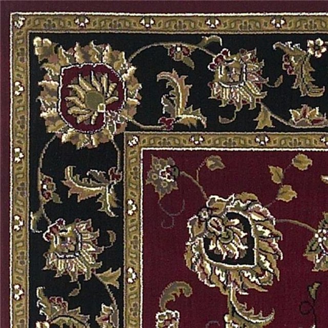 HomeRoots 352837 Tapis Octogonal en Polypropylène Rouge et Noir 7 Pi. 7 Po.