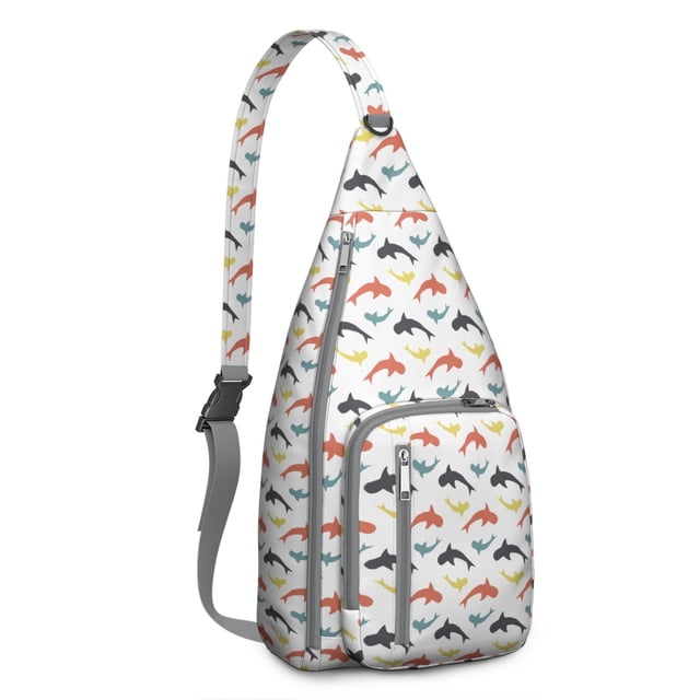 Underwater World Sling Backpack - Mystical Dolphin & Whale Cartoon Pattern, Multi-Pocket Daypack for Photography