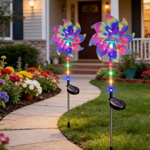 Vacemry Éclairage des moulins à vent solaires, LED Lampes à vent Glowing, décoration extérieure de jardin Lumières solaires pour la décoration de la patio de pelouse de triage