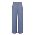 thumbnail image 4 of Jsaierl Side Split Palazzo Pants for Women Elastic Waisted Drawstring Lounge Linen Pants Solis Color Flowy Beach Vacation Trousers, 4 of 7
