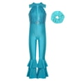 thumbnail image 1 of Lejafay Combinaison Justaucorps Sans Manches à Paillettes pour Filles Enfants avec Couvre-Chef Justaucorps de Danse Jazz Disco Barboteuse Tenues de Performance Bleu 8, 1 of 5