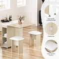 thumbnail image 4 of AWQM 4 Person Folding Dining Table Set with 4 Leather Chairs and Storage Space Saving Foldable Dining Table with Rollers for Small Spaces Kitchen Dining Table Set (Beige), 4 of 7