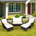 thumbnail image 4 of Costway 5PCS Patio Rattan Furniture Set Loveseat Sofa Ottoman Off White Cushion, 4 of 10