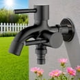 thumbnail image 4 of Stainless Steel Double Outlet Faucet | 1 In 2 Out Control Tap with Two Separate Switches | Rust Resistant Heavy Duty for Garden, Balcony, Bathroom, Laundry – 304 Metal Black Silver | Easy DIY, 4 of 6