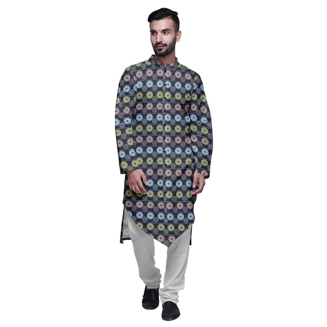 Atasi Printed Designer Rayon Button Down Casual Kurta With Pajama For Men