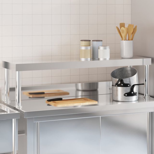 vidaXL Table de Travail sur Étagère 110x30x35 cm Acier Inoxydable