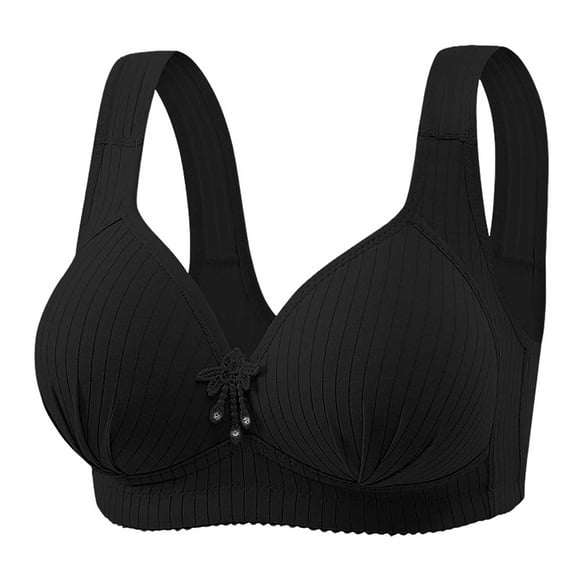 Fgnfyis Women Solid Middle Age and Elderly Bra Thin Plus Size Underwear Vest Comfortable Push up Bra Bras for Older Women Black 46