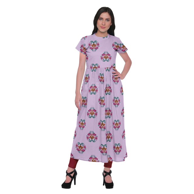 Moomaya Robe Kurti Longue Indienne Imprimée en Coton Tunique Robes pour Femmes