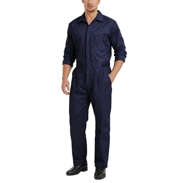TOPTIE Combinaison à Manches Longues pour Homme, Combinaison Dos Ouvert Coupe Décontractée, Tenue de Travail, Combinaison Bleu Marine