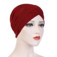 thumbnail image 2 of CEHVOM Women Solid India Hat Muslim Ruffle Cancer Chemo Beanie Turban Wrap Scarf Cap, 2 of 5