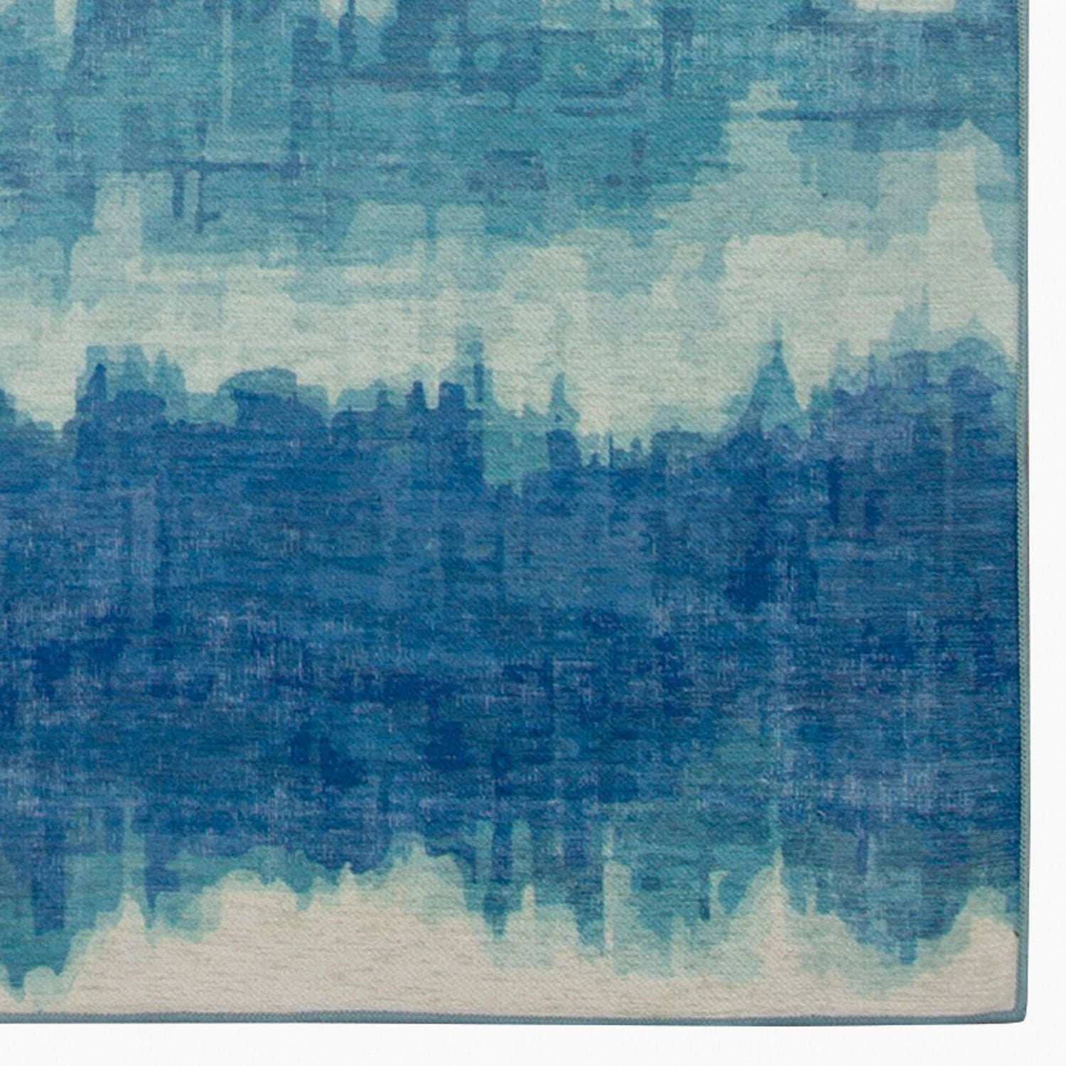Tapis d'extérieur lavable Apopka ivoire & bleu 5 pi x7 pi