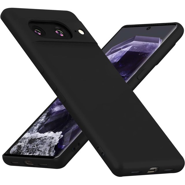 HAHDAXIA Google Pixel 8 Phone Case 6.2'' (2023) in black, crafted from soft TPU silicone for a slim, skin-friendly, and anti-scratch finish. Designed for 360° full-body protection, it includes shock-absorbing corners, 1.5mm raised edges for screen and camera safety, and precise cutouts for a perfect fit. Compatible with wireless charging and resistant to daily wear.