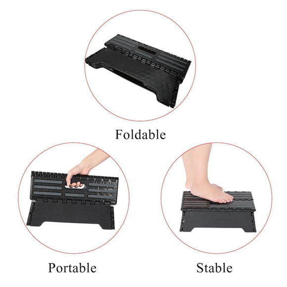 Folding Step Stool, Portable Plastic Step Ladder with Non Slip Grips and Large Platform for Elderly Pregnant Car Bathtub Doorway Use