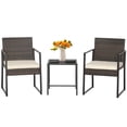 thumbnail image 2 of Costway 3pcs Patio Furniture Set Heavy Duty Cushioned Wicker Rattan Chairs Table Outdoor, 2 of 10